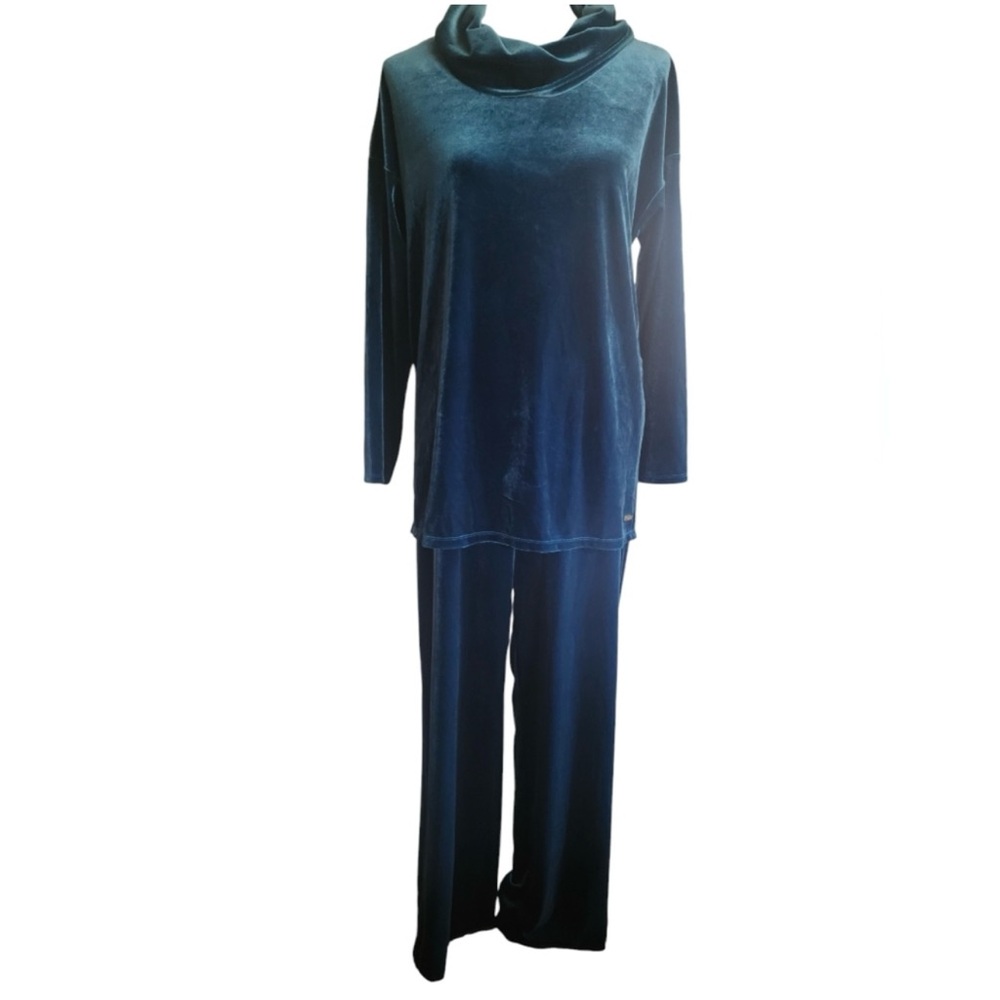 Jones New York Malachite Turquoise Velour Knit Pant Set Size Large